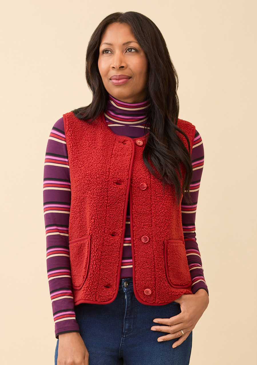 Sherpa Button-Front Vest Front