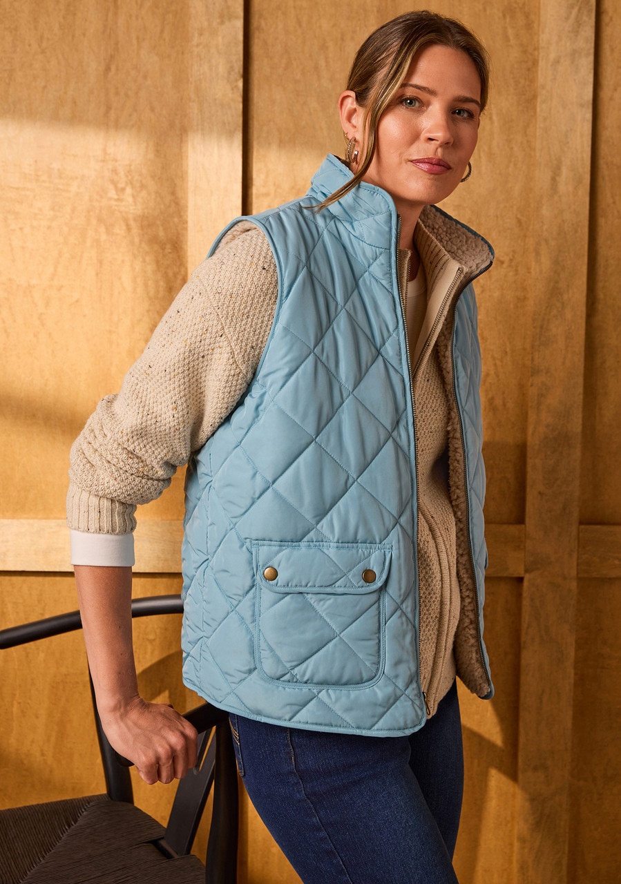 Sherpa-Lined Quilted Vest Side View