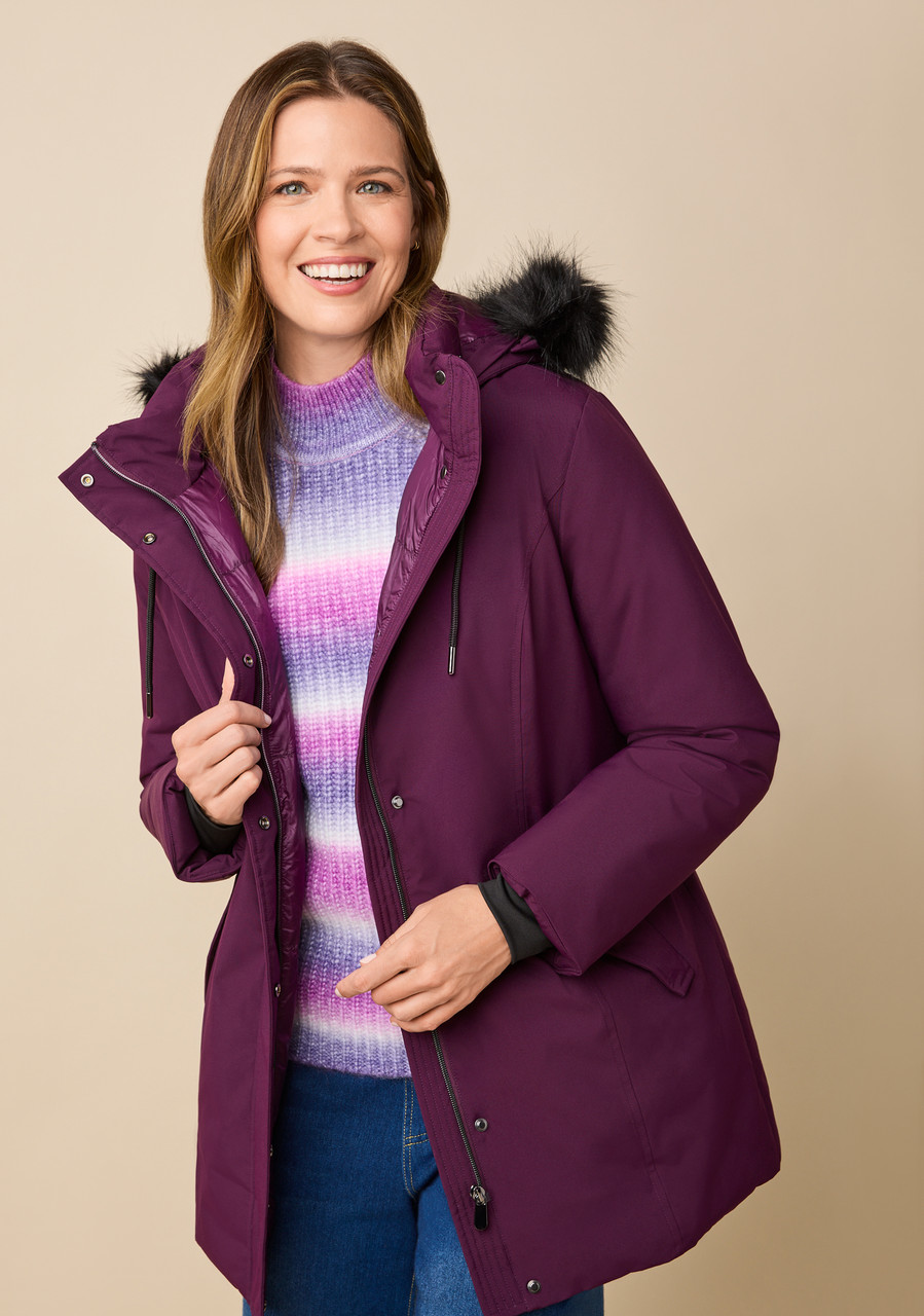 Faux Fur Trim Quilted Parka