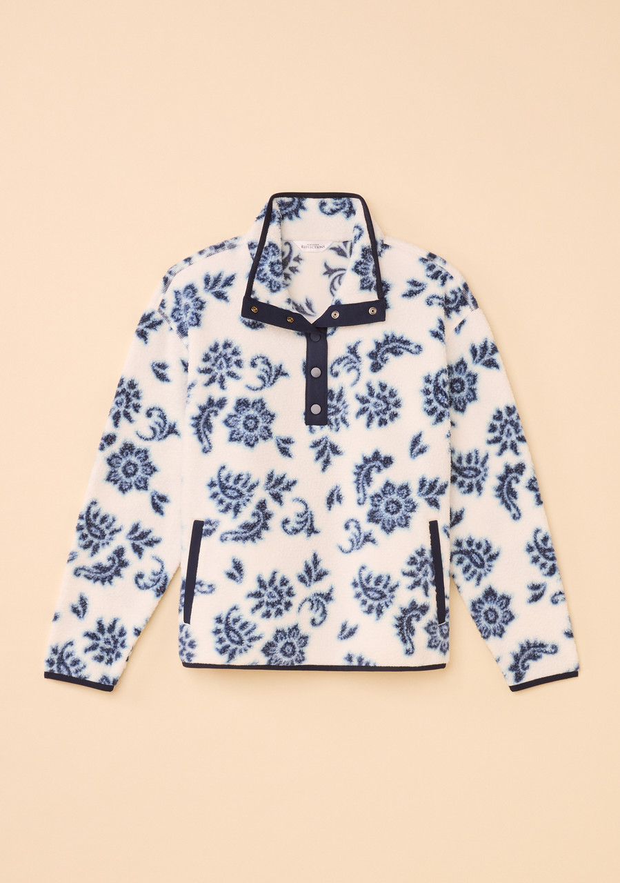 Floral Sherpa Snap Pullover Off Figure