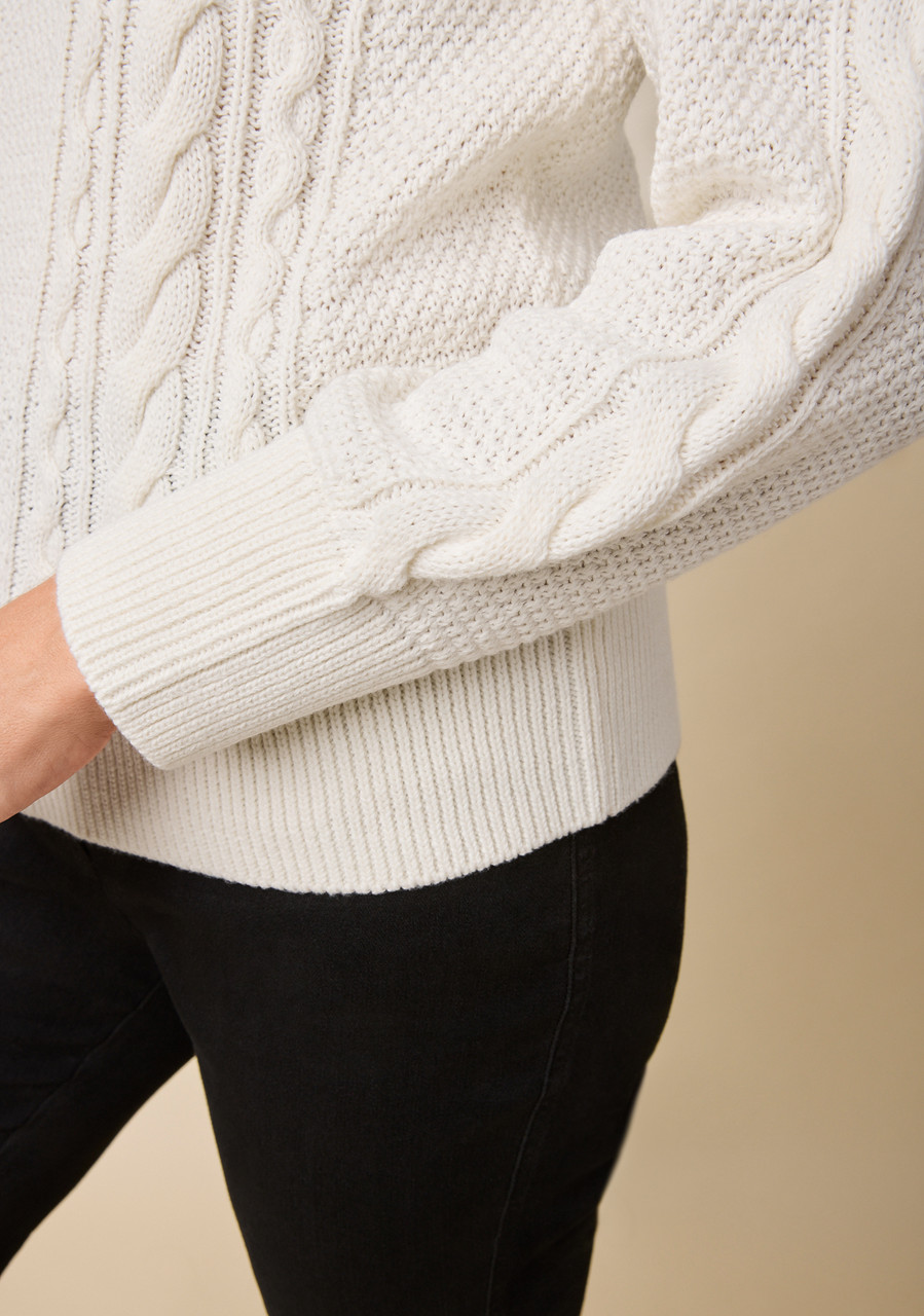 Mixed Cable Crew Neck Sweater  Close up