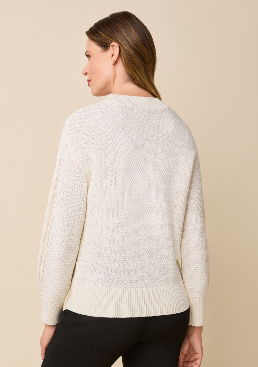 Mixed Cable Crew Neck Sweater  Back