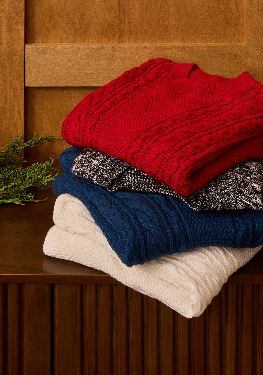 Mixed Cable Crew Neck Sweater