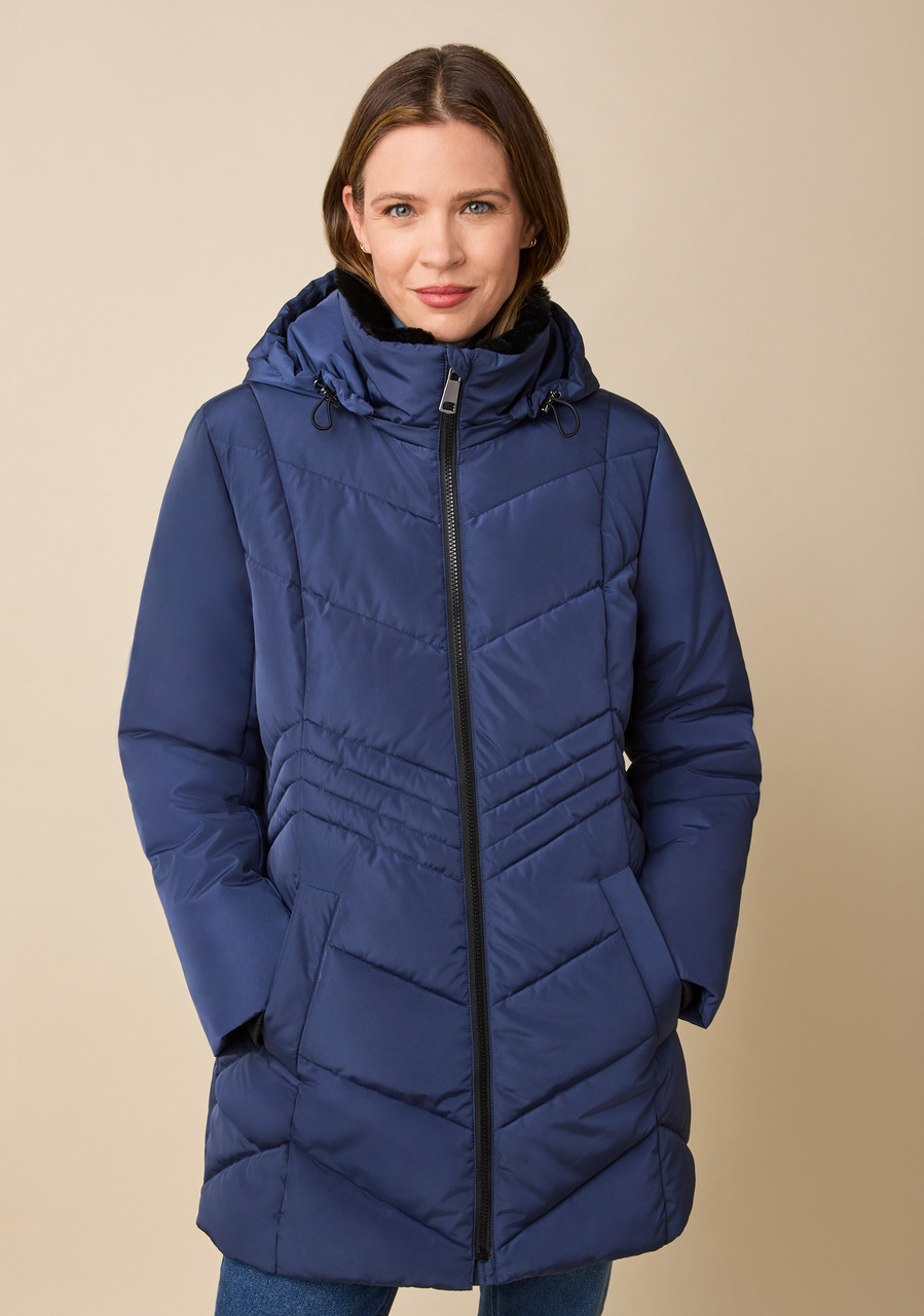 Multi-Quilt Jacket with Plush Collar Front