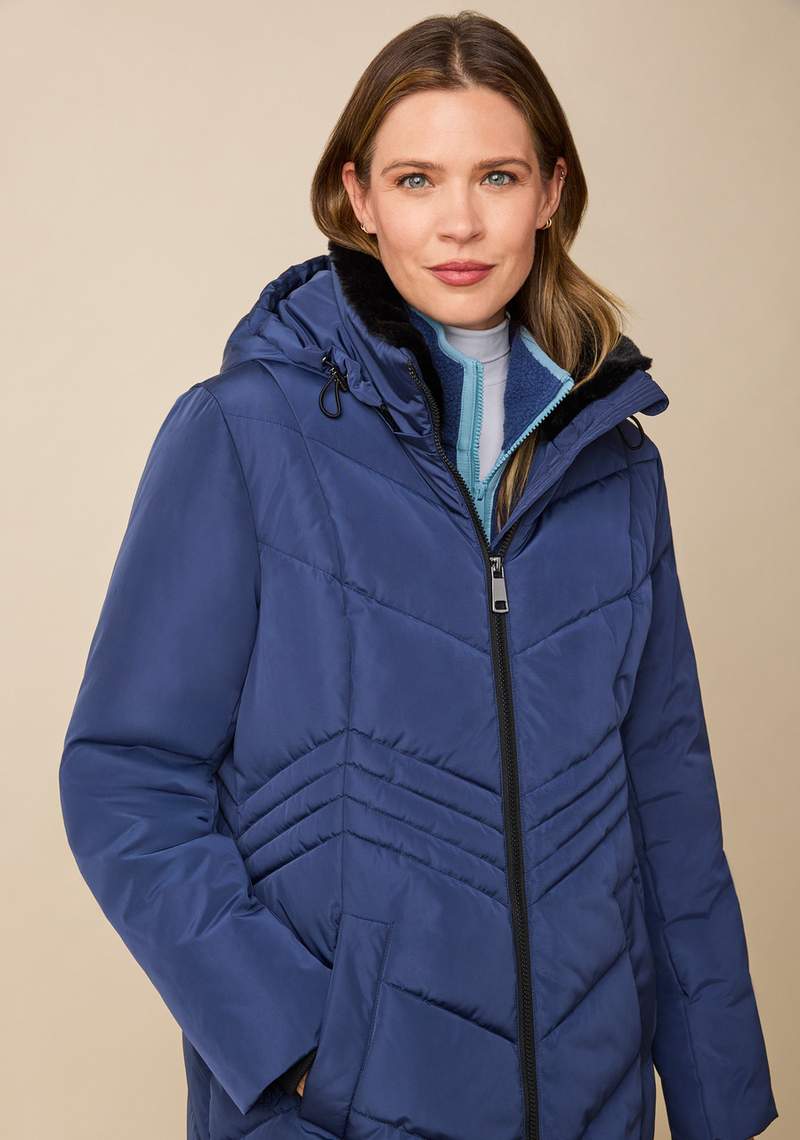 Multi-Quilt Jacket with Plush Collar Front