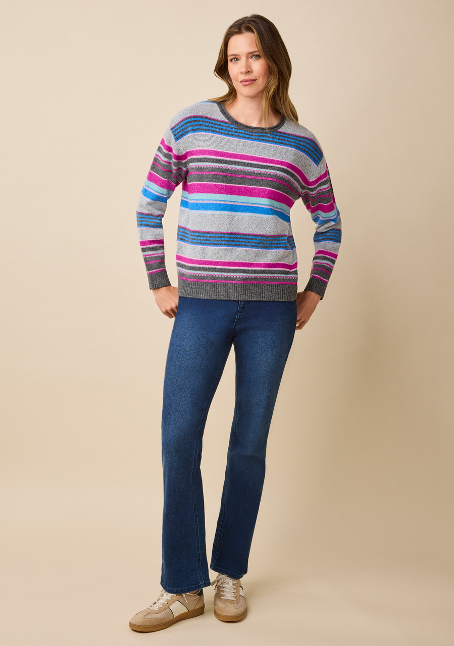 Multi-Stripe Crew Neck Sweater Full