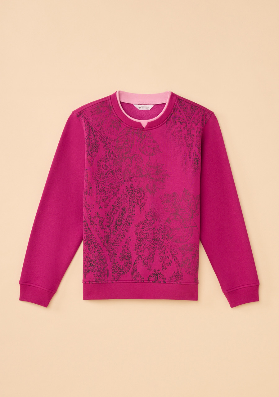 Paisley Leaf Notch Neck Fleece