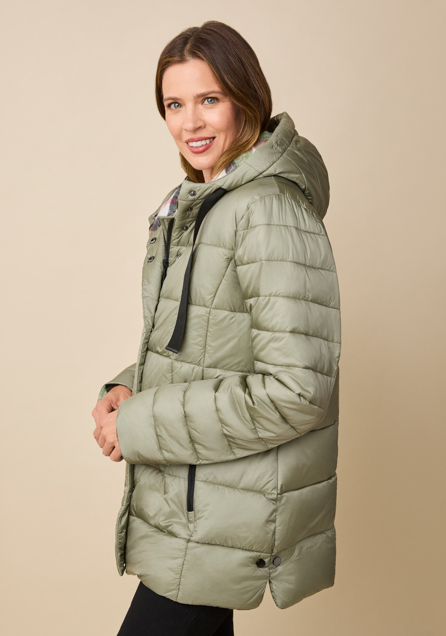 Plaid-Lined Quilted Hooded Jacket  Side 2