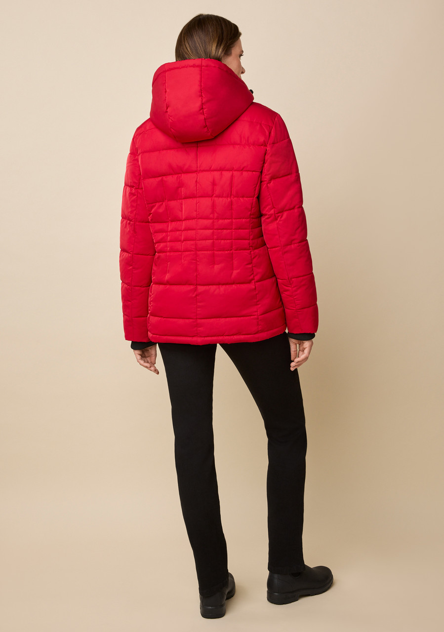 Plush Collar Quilted Hooded Jacket Back