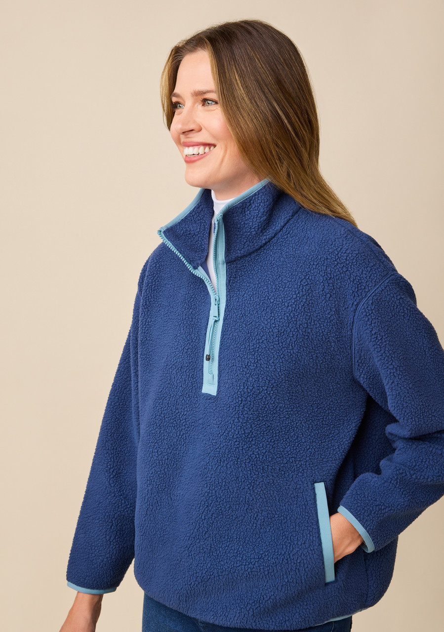 Sherpa Half-Zip Mock Neck Sweater  Side