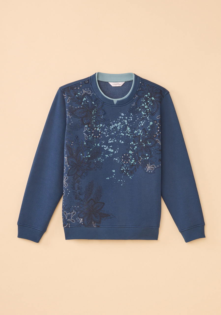 Floral Paisley Notch Neck Fleece