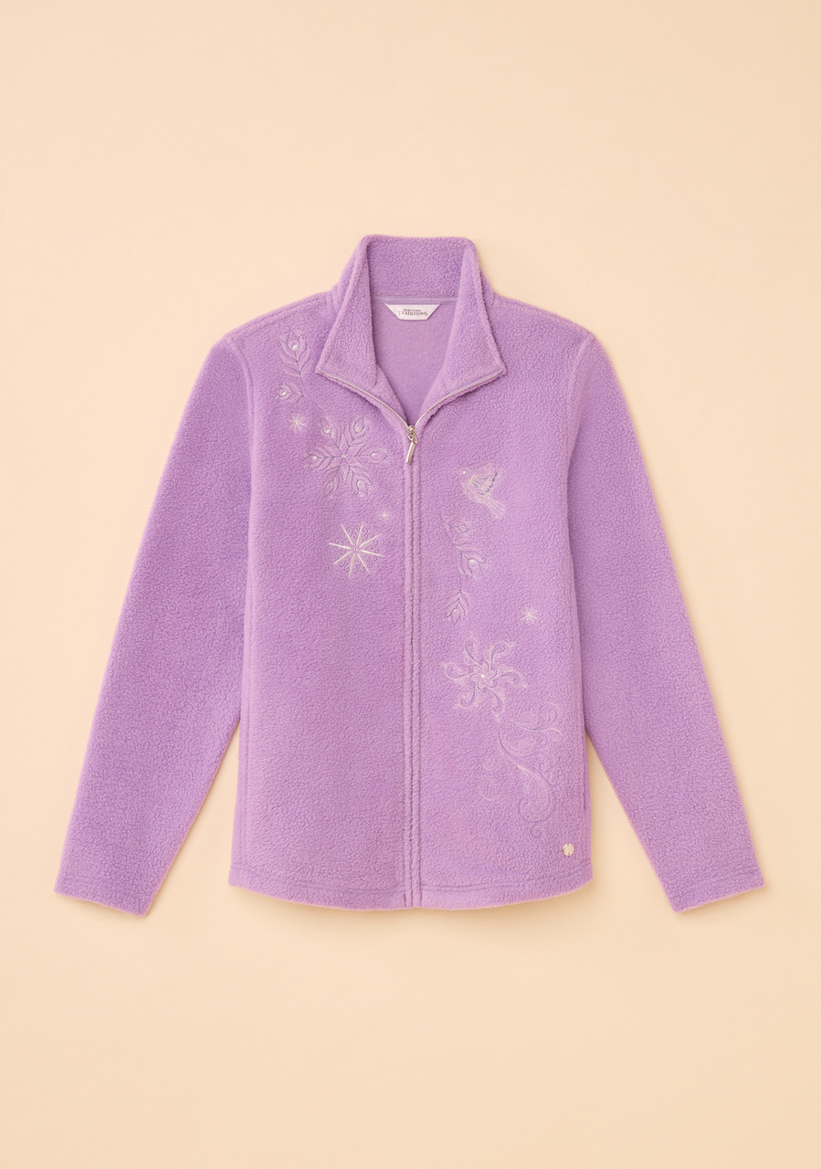 Snowflake Embroidered Fleece Jacket