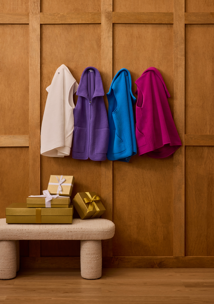 Cozy Mock Neck Fleece Vest off figure