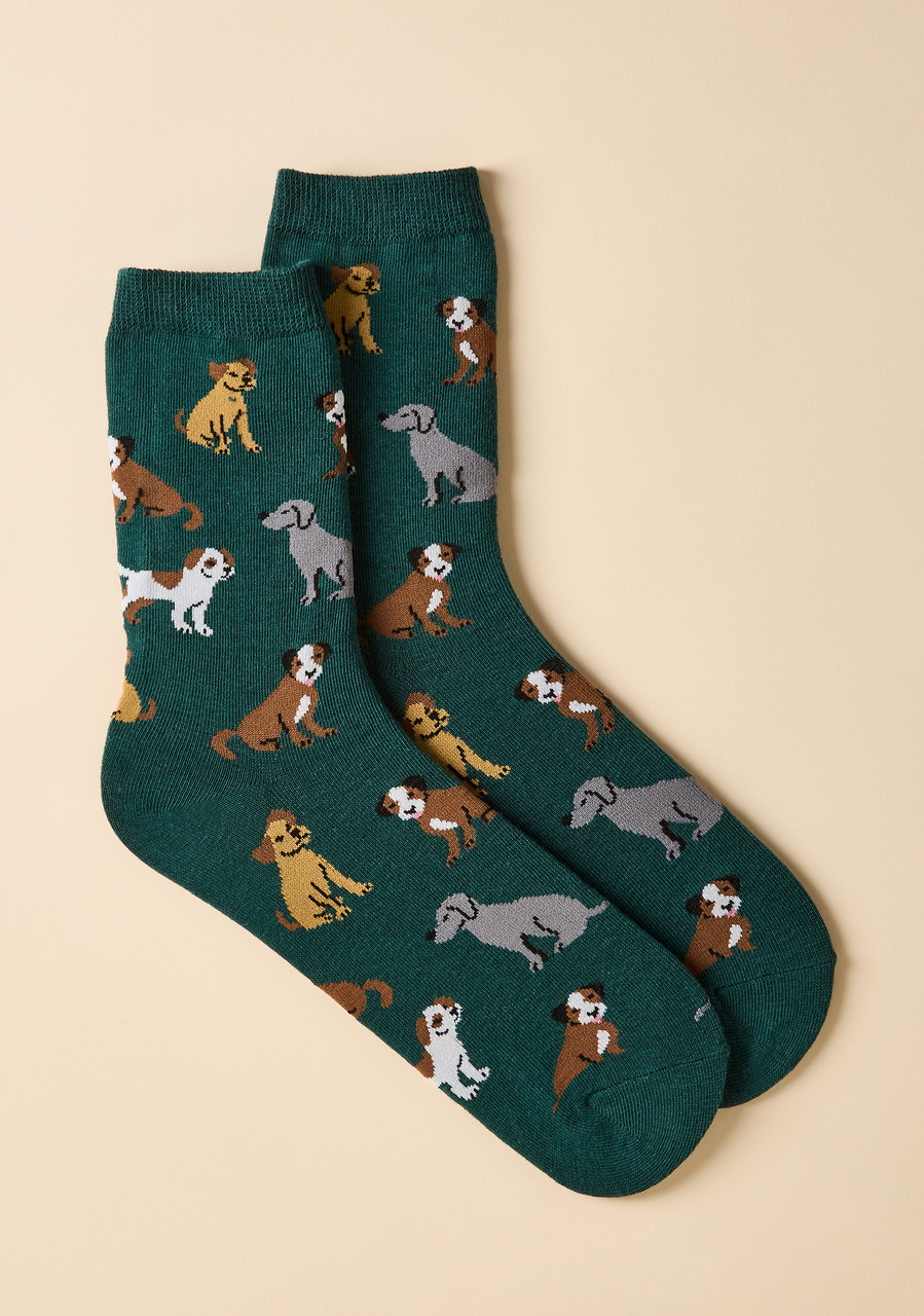 Dog Print Crew Socks