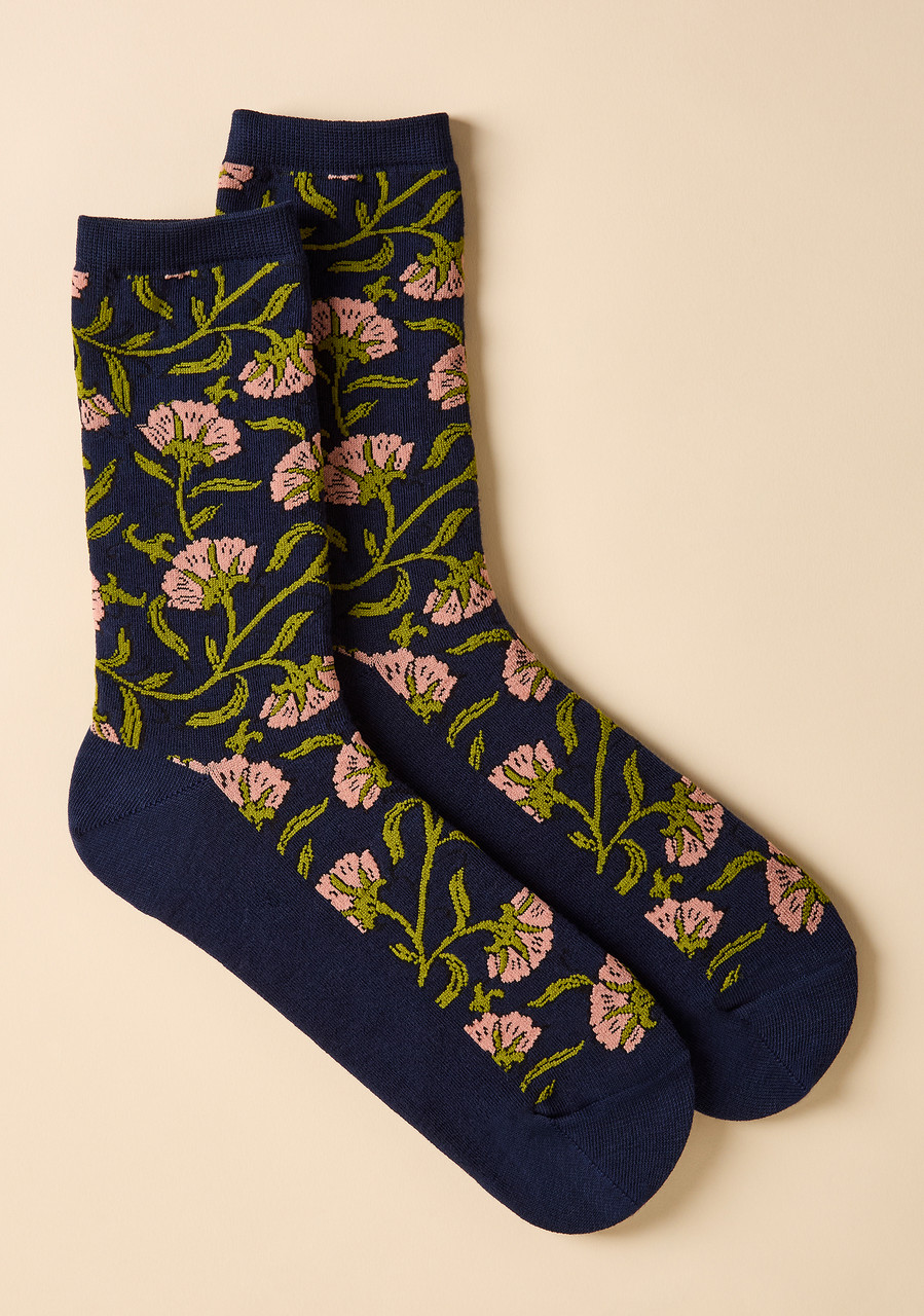 Floral Print Crew Socks