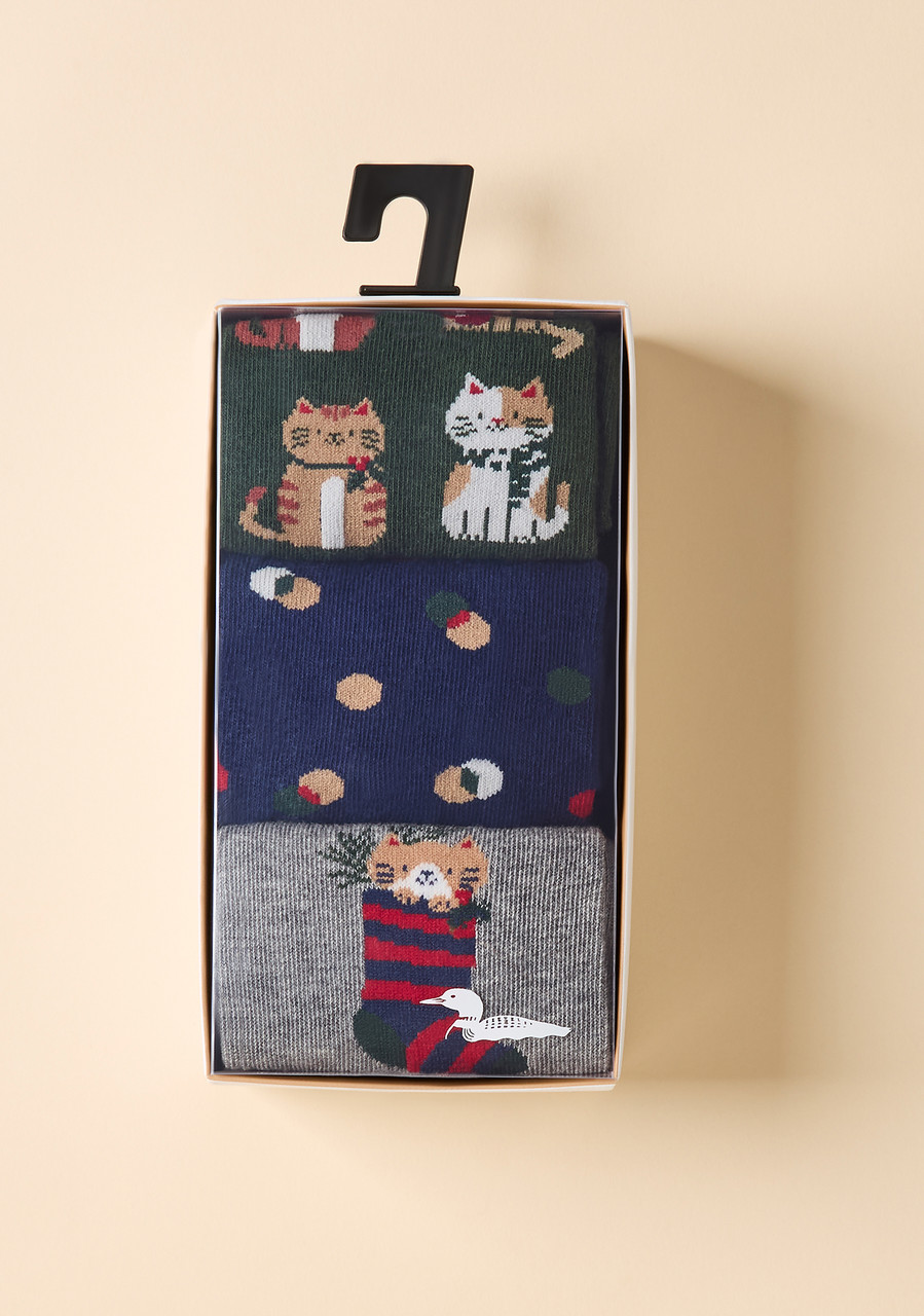 Holiday Cat Crew Box Set Socks