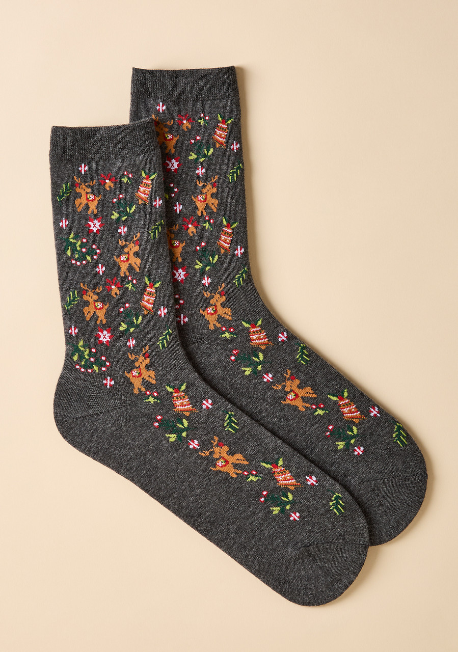 Holiday Reindeer Crew Socks