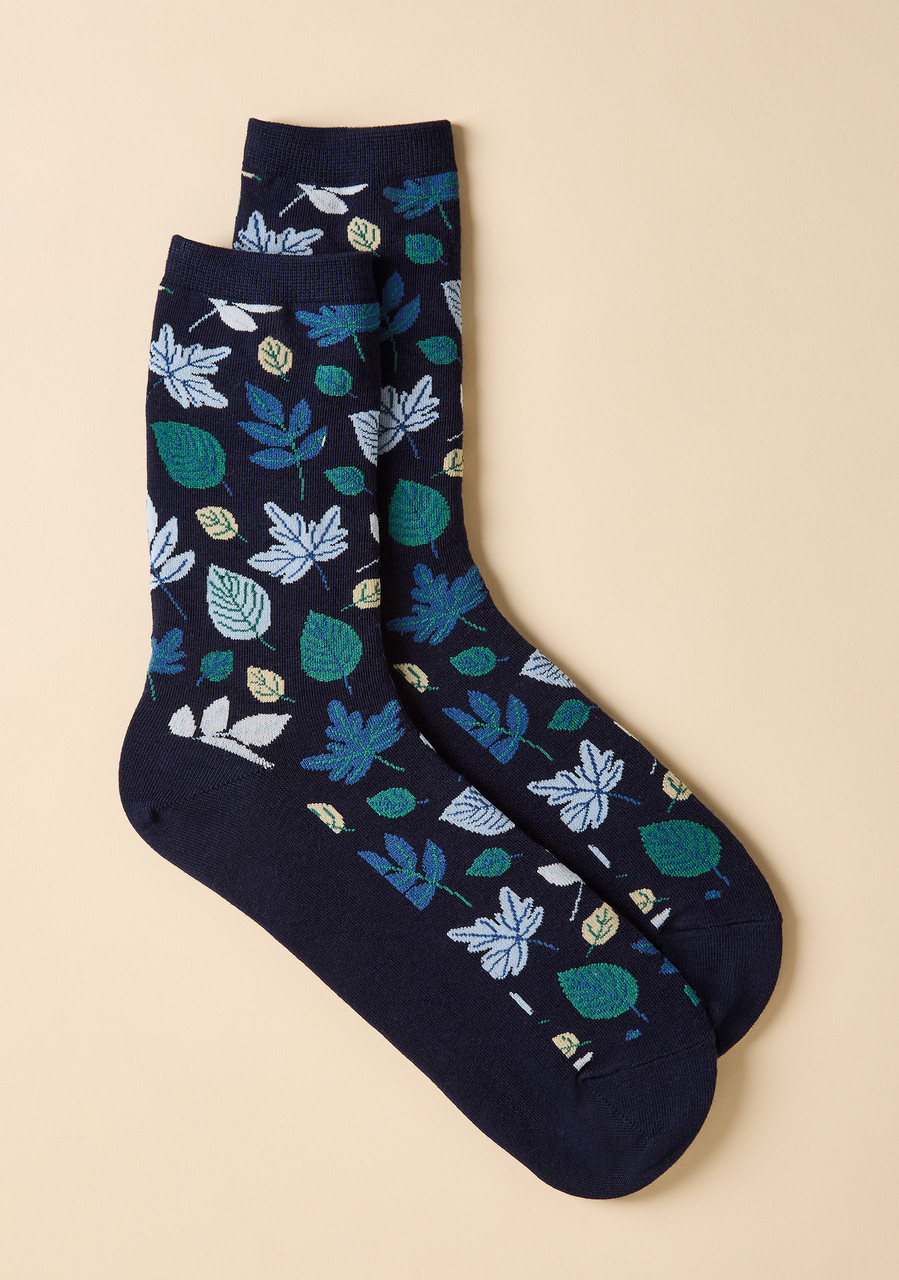 Leaf Pattern Crew Socks