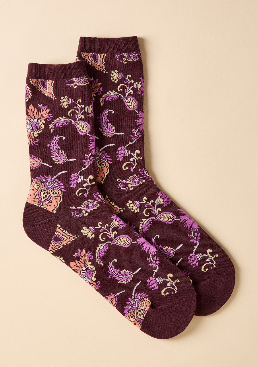 Paisley Pattern Crew Socks
