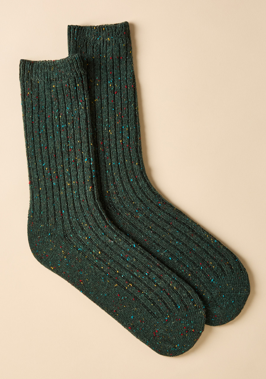 Rib Knit Slouch Socks - Pine Moss Green