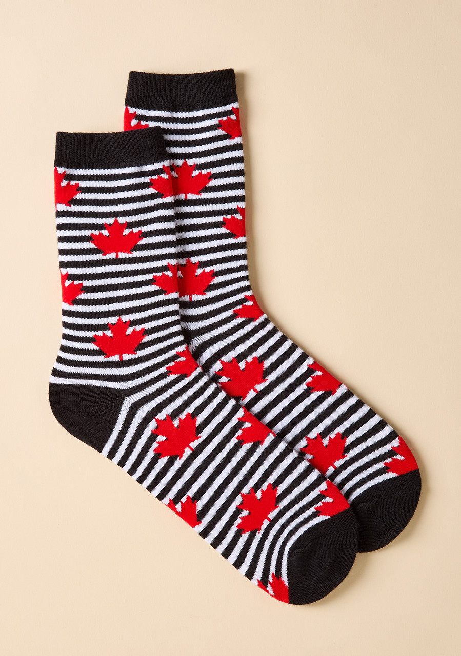 Striped Maple Leaf Sock