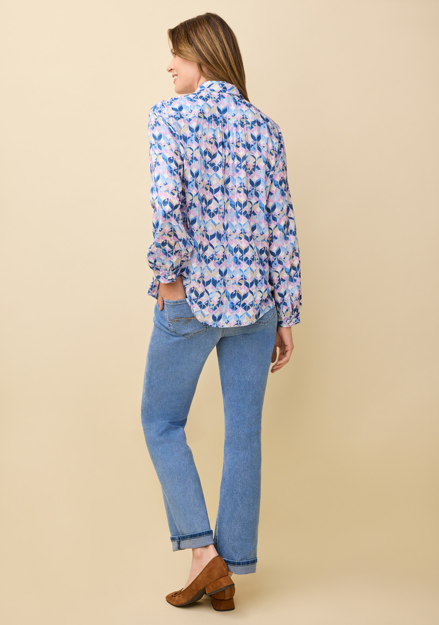 Geometric Print Button-Front Shirt Back