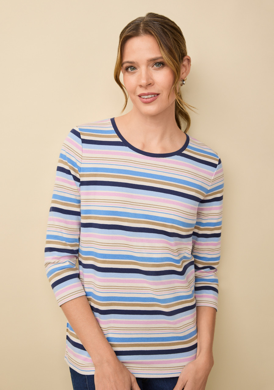 3/4 Sleeve Rib Crewneck Tee