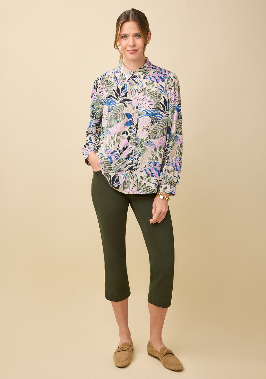 Tropical Print Button Front Shirt Full