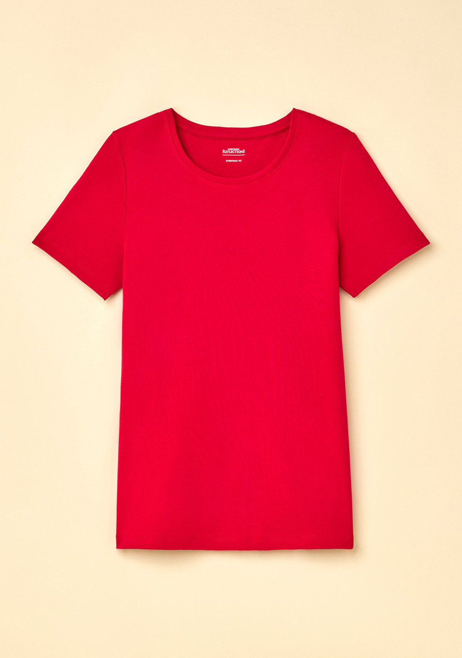 Ribbed Cotton Crewneck Tee Red