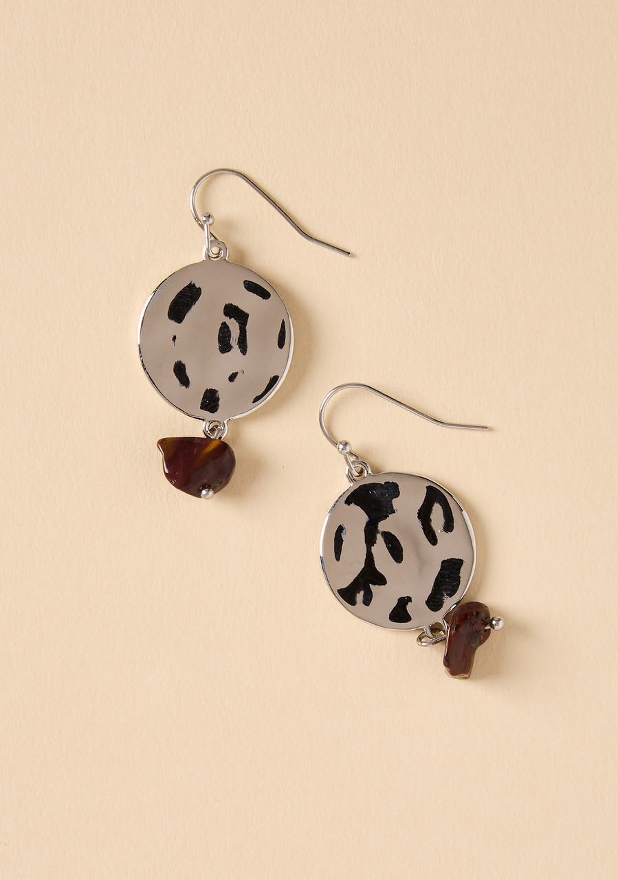 Hammered Circle Drop Earrings