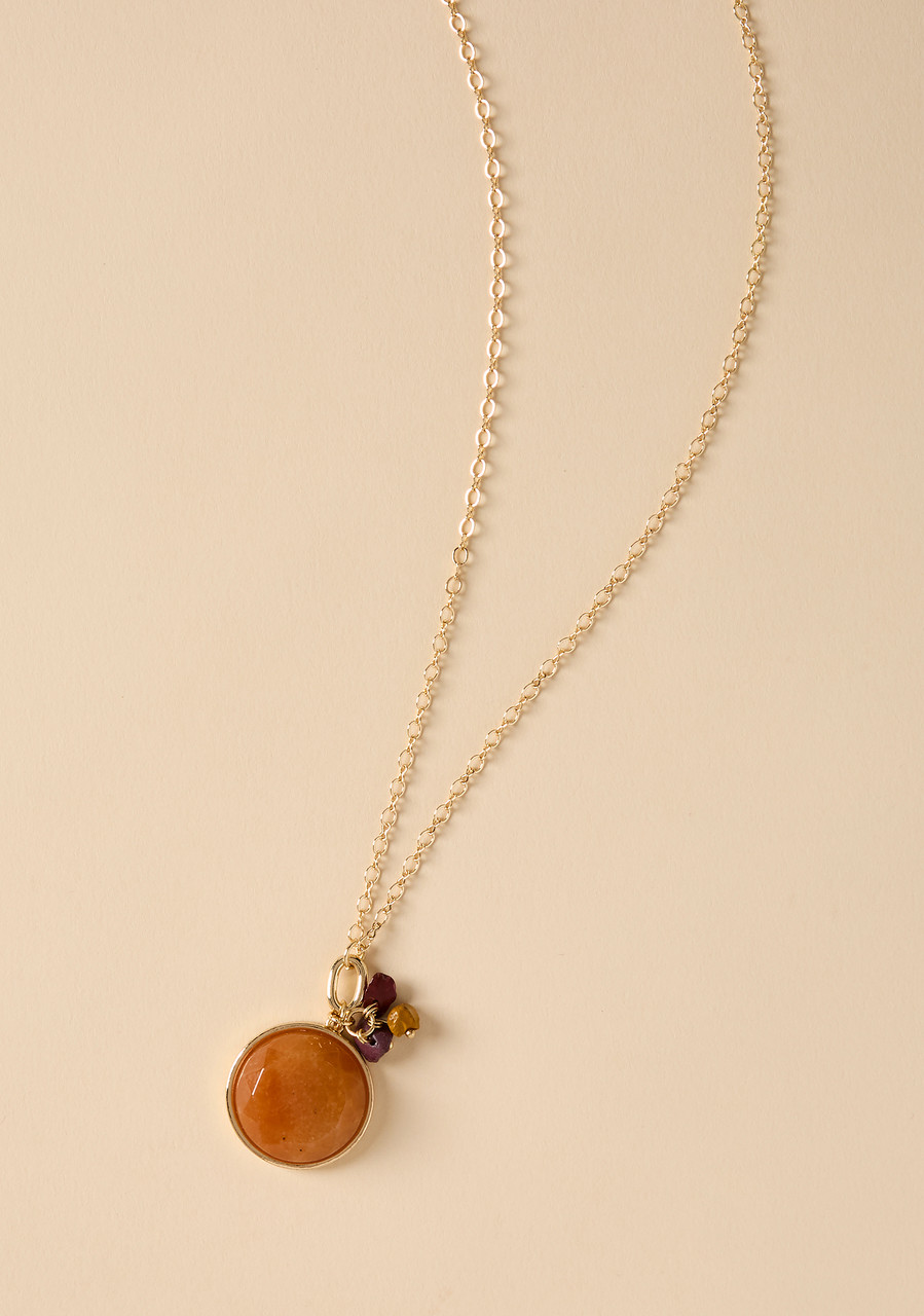 Long Pendant Necklace with Stone