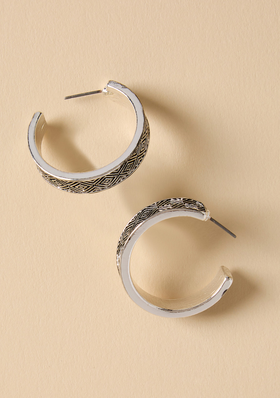 Textured Silver Post Earrings