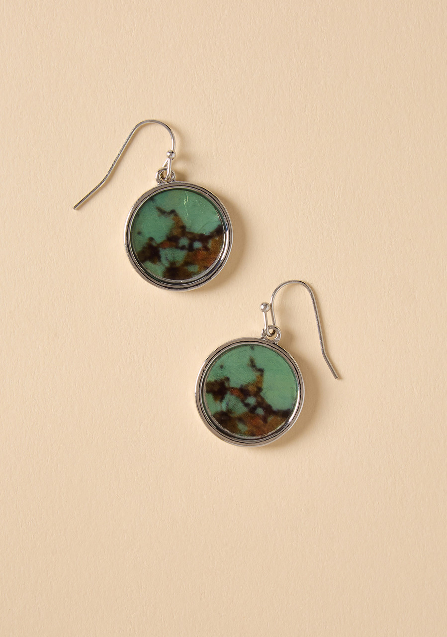 Two-Tone Circle Drop Earrings