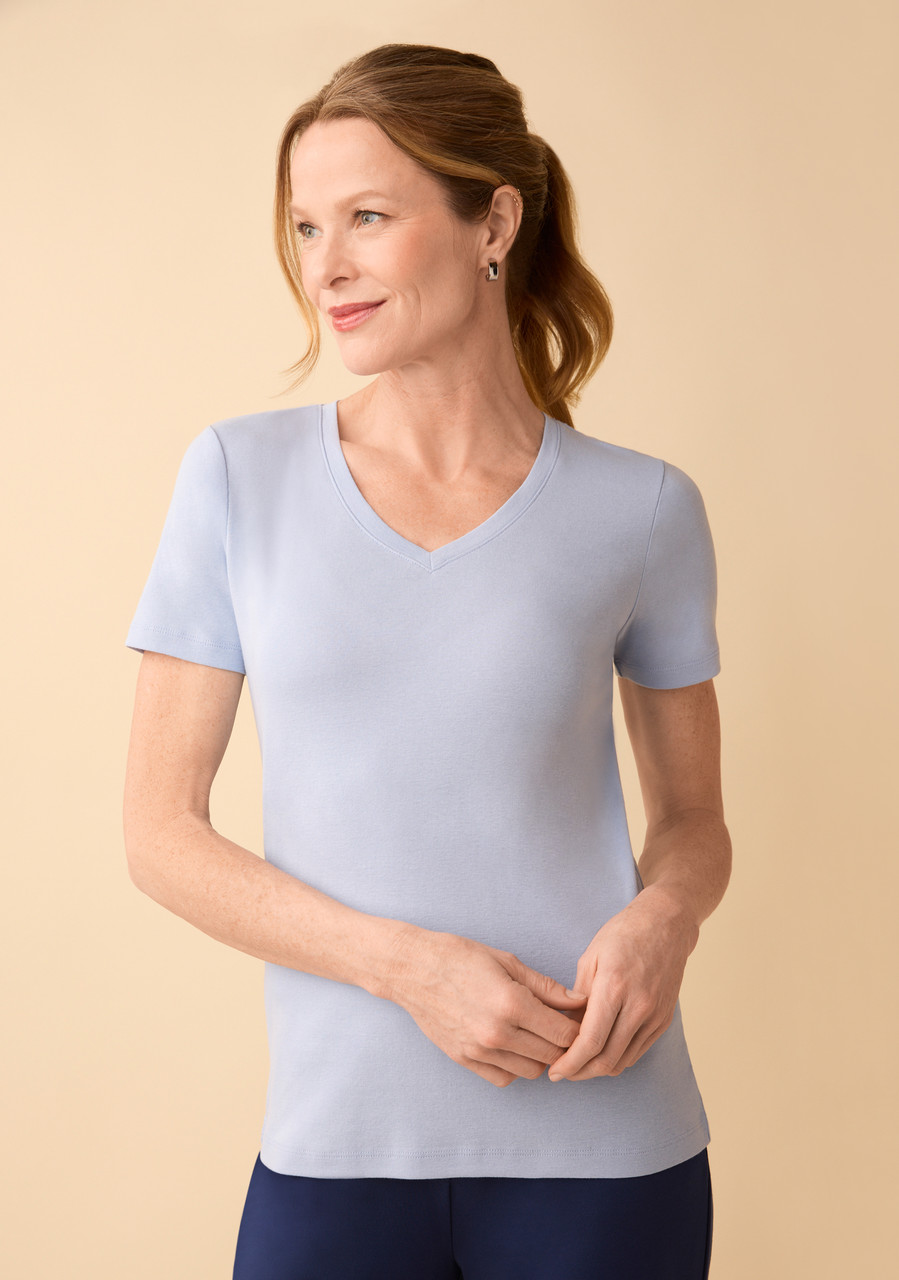  Short Sleeve V-Neck Tee Blue