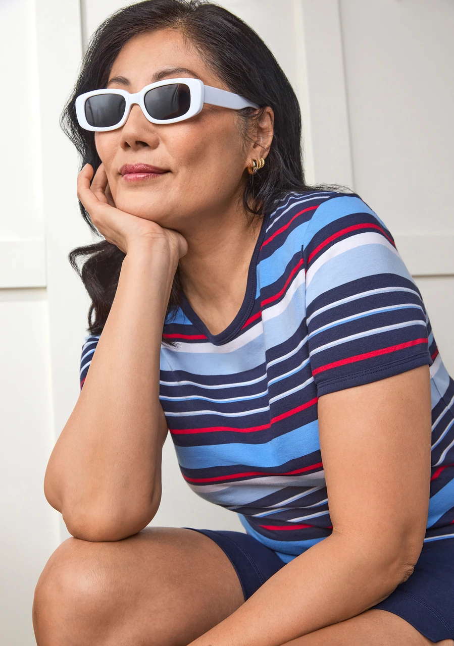 Multi Stripe Crewneck Tee