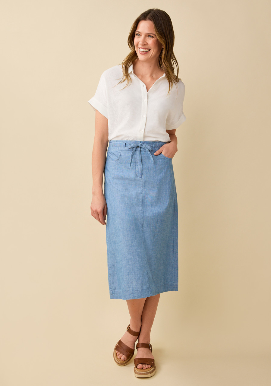 Chambray Belted Midi Skirt | Northern Reflections