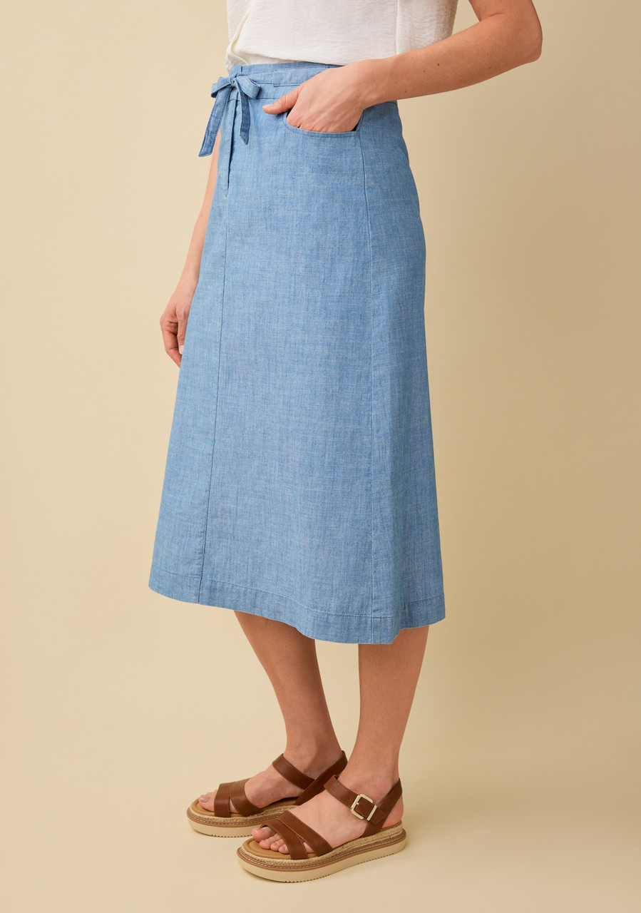 Chambray Belted Midi Skirt | Northern Reflections
