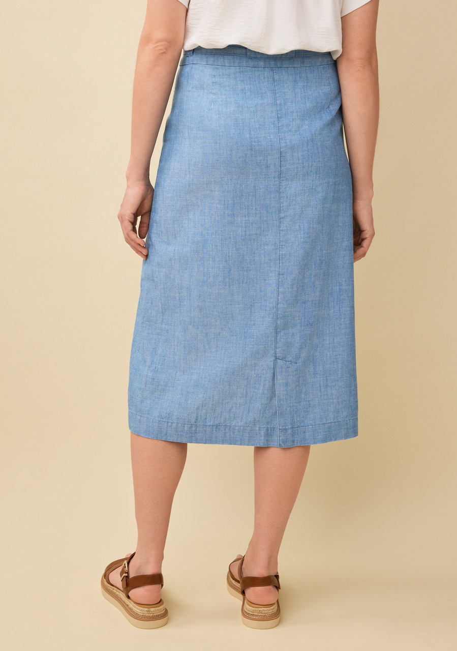 Chambray belted Midi skirt -Half Back