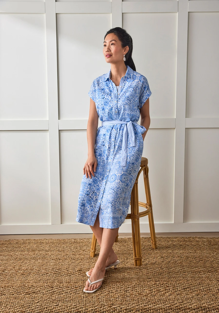 Coastal Print Shirt Dress - lifestyle