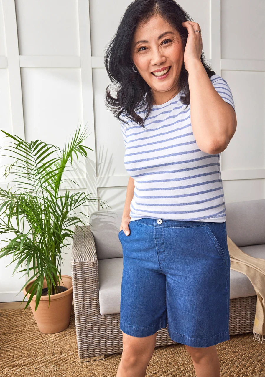 Ribbed Stripe Crewneck Tee - lifestyle