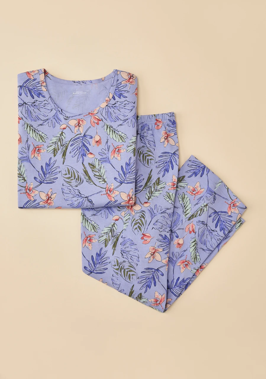 Tropical Leaf Print Pyjama Set