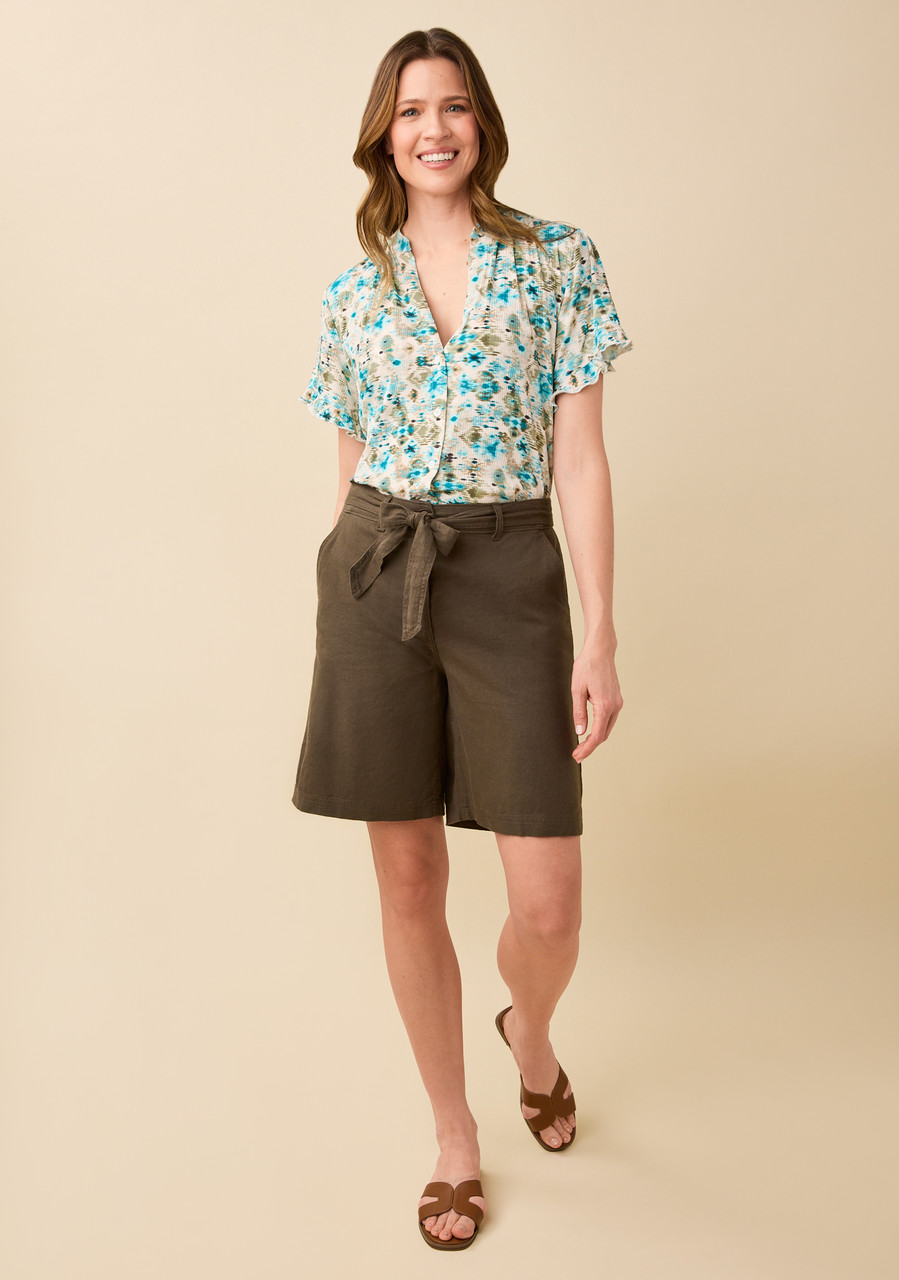 Button Up Flutter Sleeve Top