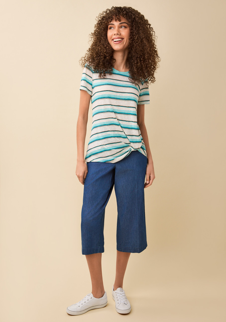 Twisted Hem Striped Tee