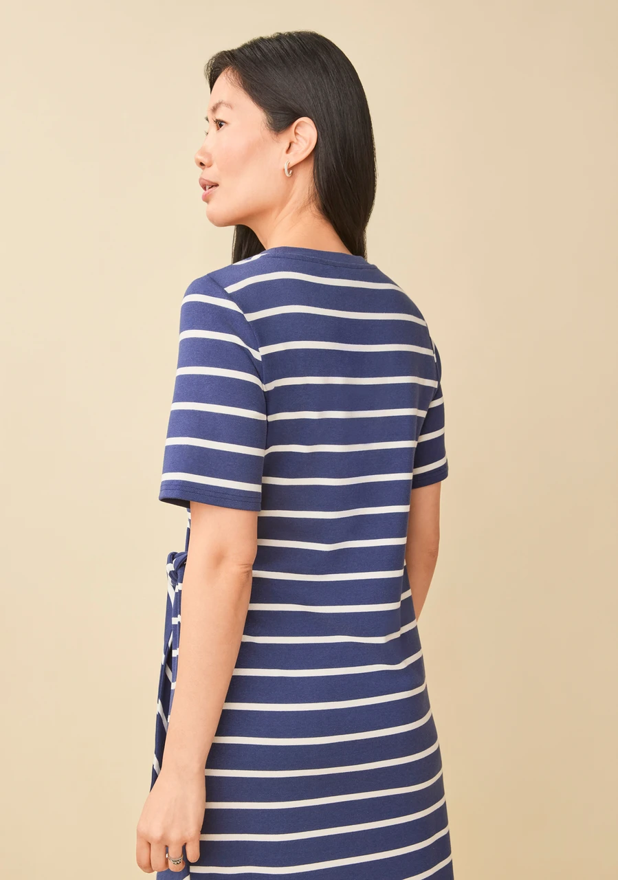 Short Sleeve Striped Side Tie Dress