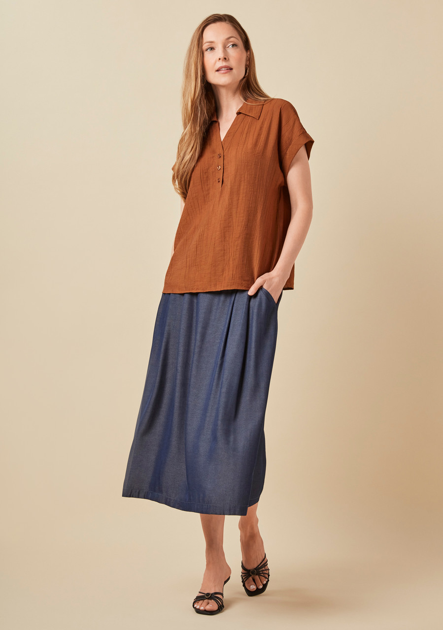 Crinkle Short Sleeve Blouse