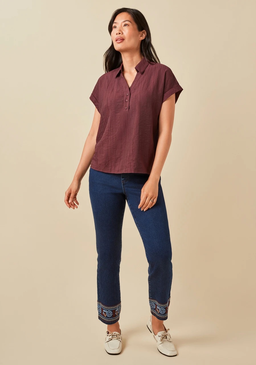 Crinkle Short Sleeve Blouse
