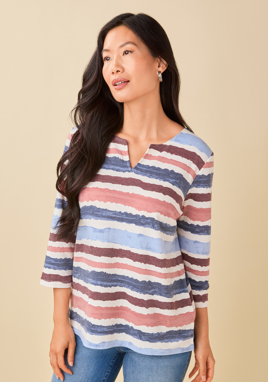 Y Neck Stripe Top