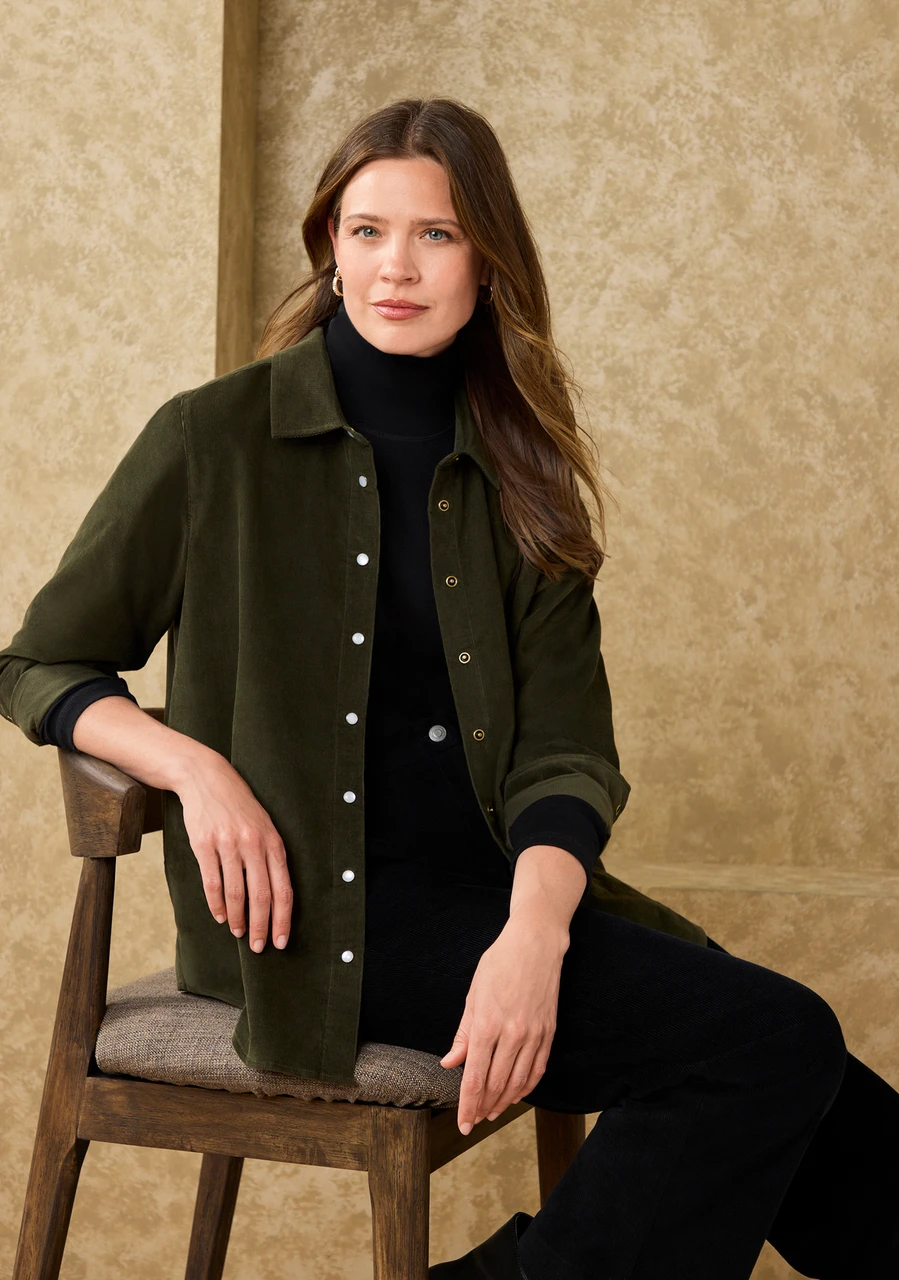 Solid Fine Corduroy Shirt - cargo