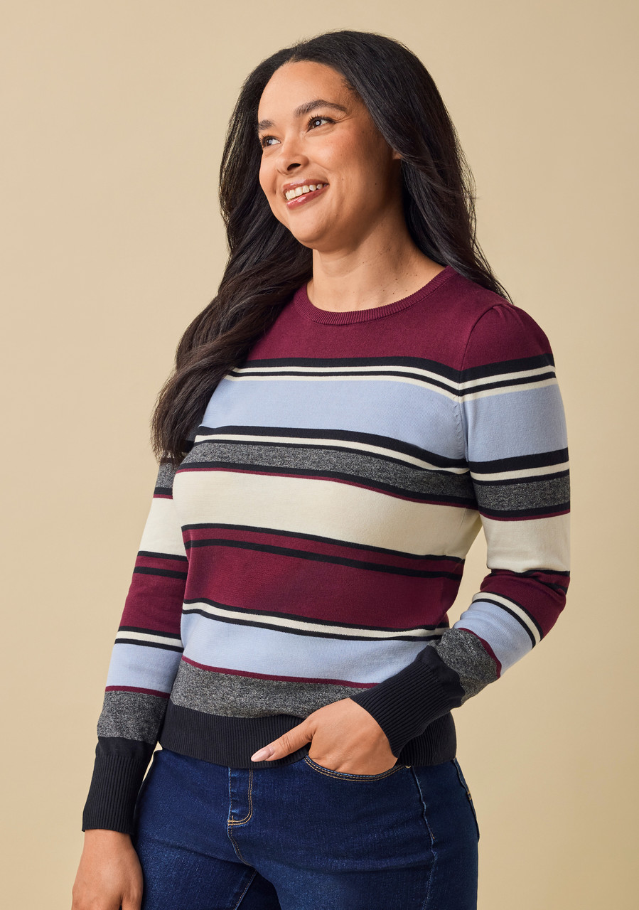 Puff Sleeve Stripe Pullover