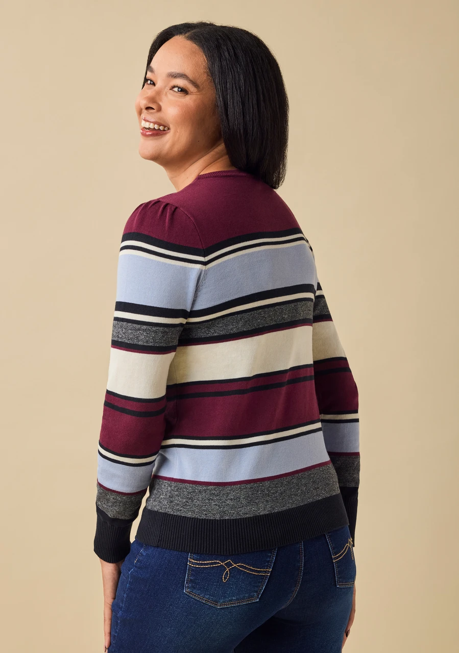 Puff Sleeve Stripe Pullover